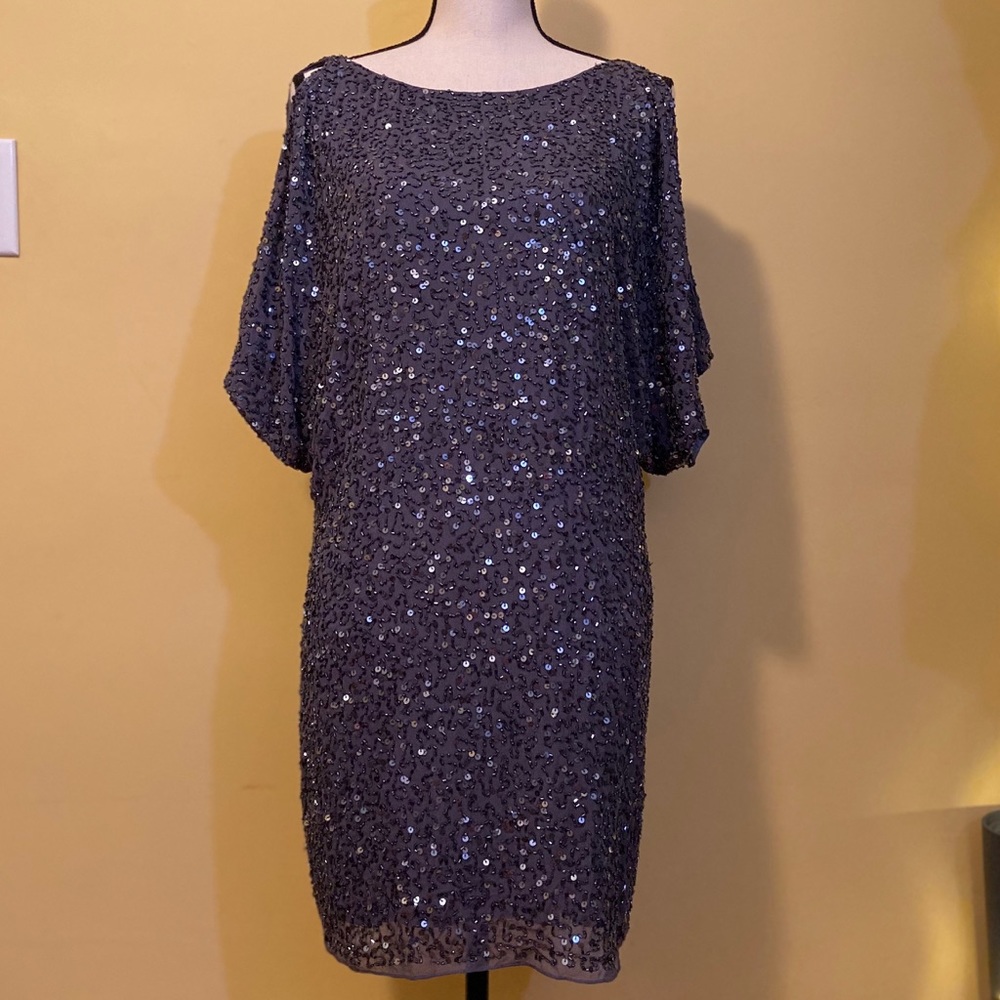 Beaded dress in Charcoal